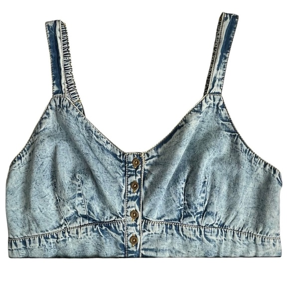 NWT Live 4 Truth Acid Washed Denim Cropped Tank Top Size Large - Picture 5 of 14